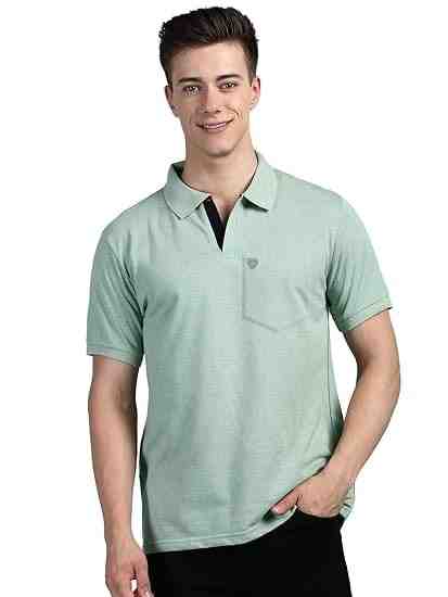 Lux Cozi Men's Half Sleeve Soild Casual Regular Fit T-Shirt with Chest Pocket | Polo Tshirt for Men